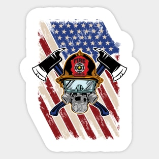 'Fireman Truck American Flag' Awesome Truck Gift Sticker